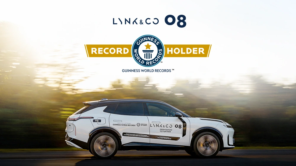 The Lynk & Co 08 EM-P EV recognized as a Guinness World Records holder for leading electric and hybrid range.
